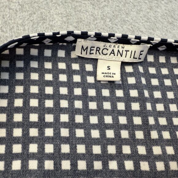J Crew Shirt Womens Small Dark Blue Check Deep V Neck Office Professional - Picture 3 of 9